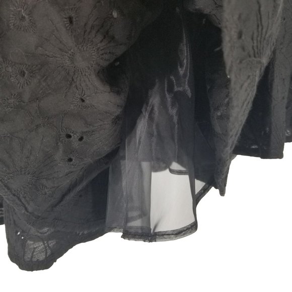 Sofia the Label Black Eyelet Mini Dress Bow Strap Daisy Cocktail Wedding Girly - Picture 11 of 13